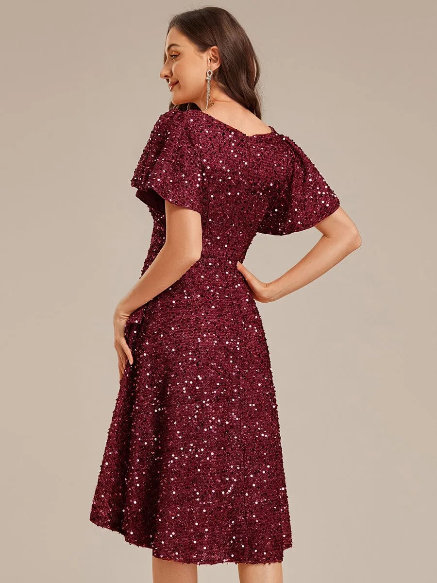 ever CALISTEA|Deep V-neck Sequin Ruffle Sleeve Formal Dress sold by Ever Pretty product image thumbnail 2