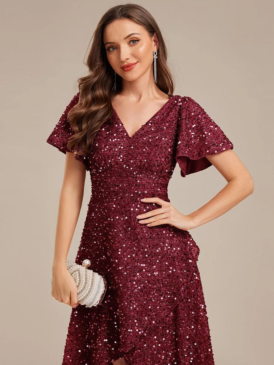 ever CALISTEA|Deep V-neck Sequin Ruffle Sleeve Formal Dress sold by Ever Pretty product image thumbnail 3
