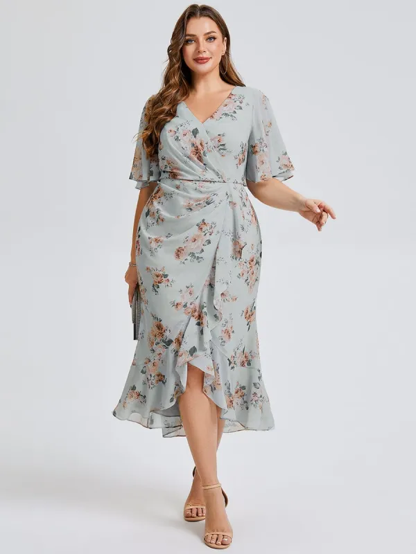 pretty FLORENCIA|Plus Size Printed Mermaid Chiffon Wedding Guest Dress sold by Ever Pretty
