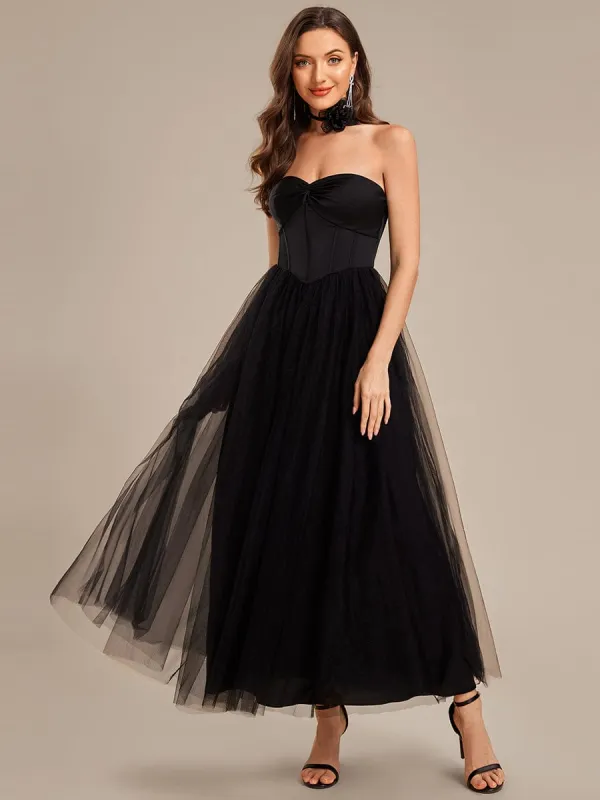 ever AVELINE|Tie-Front Satin Sleeveless Wedding Guest Dress sold by Ever Pretty