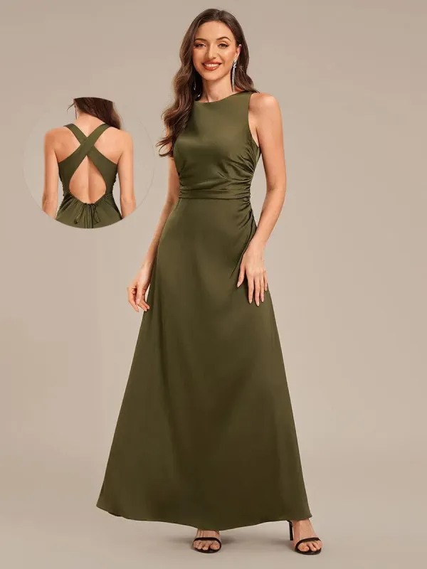 ever VALENCIA|Backless Satin Sleeveless Bridesmaid Dress sold by Ever Pretty