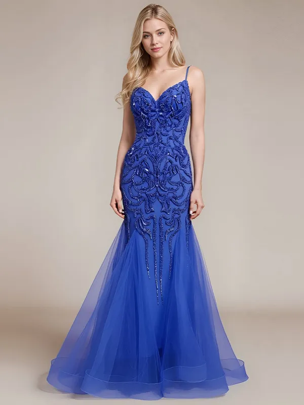 Deep V-Neck Sequin Sleeveless Formal Dress sold by Ever Pretty