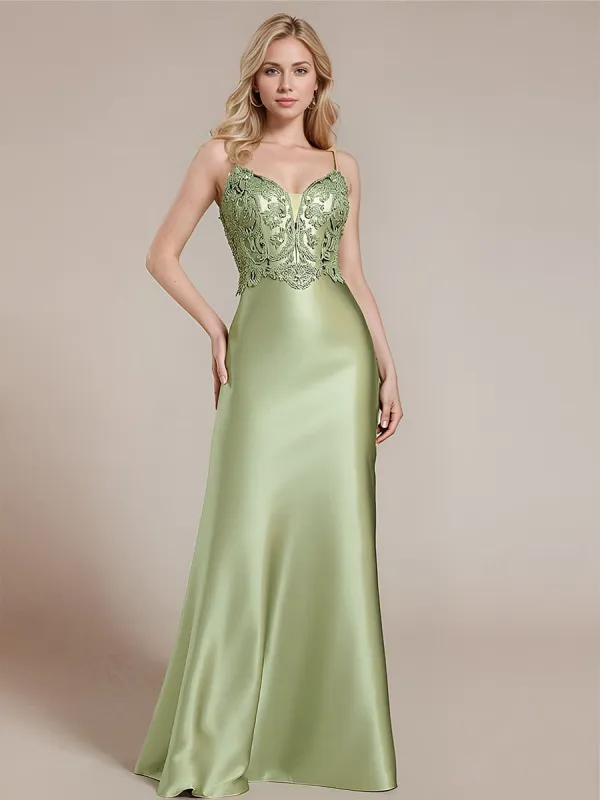 Lace-Up Satin Sleeveless Formal Dress sold by Ever Pretty