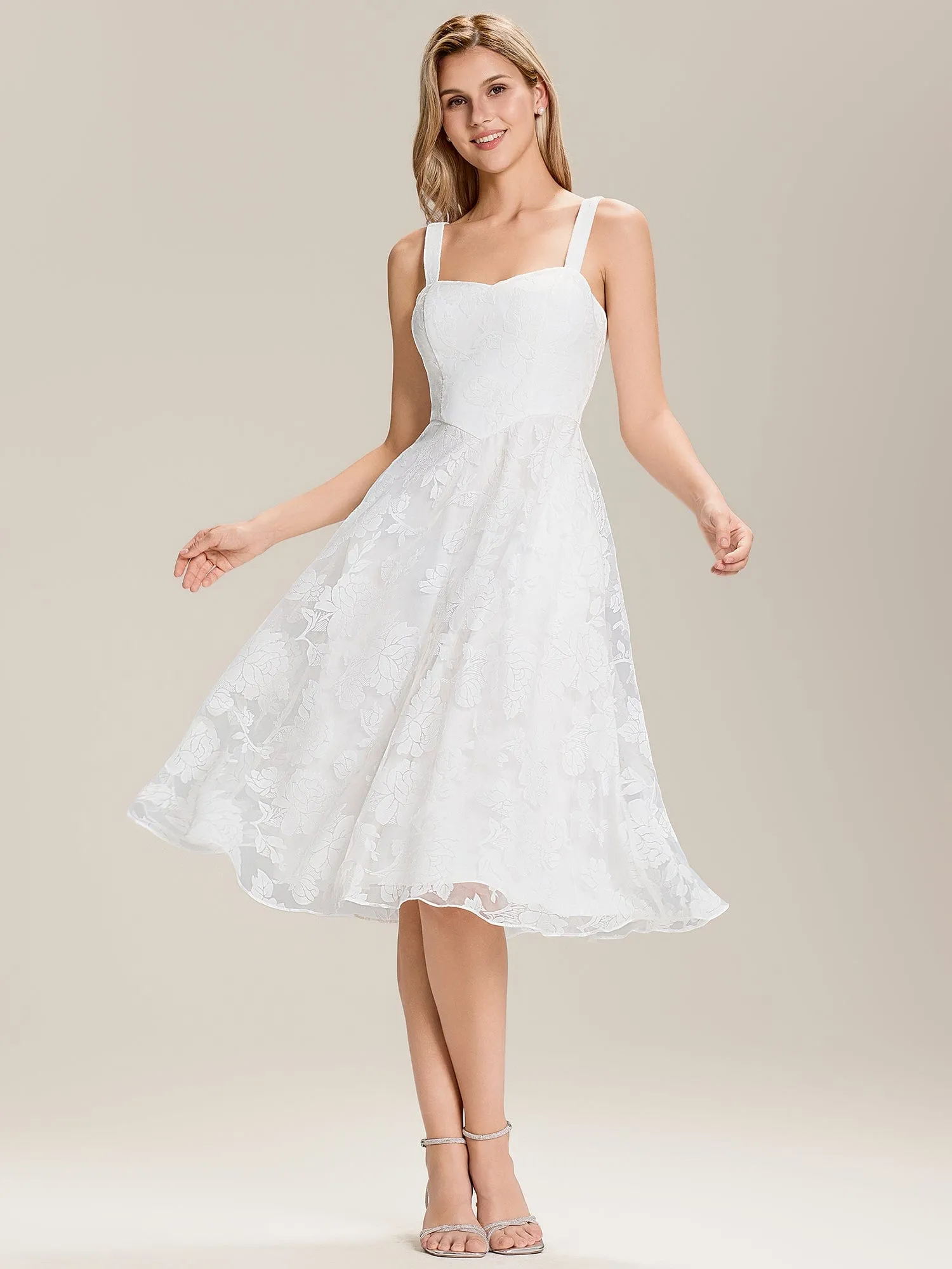 ever ELODIE|Floral Mesh Sleeveless A-Line Midi Dress sold by Ever Pretty