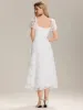 ever THALINA|Elegant Puff Sleeve A-Line Midi Dress sold by Ever Pretty