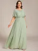 pretty ASPYN|Plus Size Pleated Waist Applique Maxi Bridesmaid Dress sold by Ever Pretty