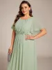 pretty ASPYN|Plus Size Pleated Waist Applique Maxi Bridesmaid Dress sold by Ever Pretty