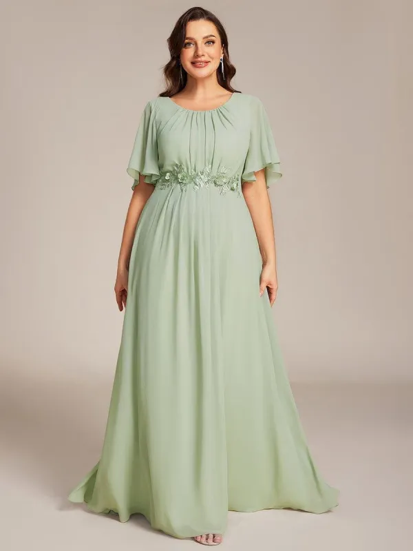 pretty ASPYN|Plus Size Pleated Waist Applique Maxi Bridesmaid Dress sold by Ever Pretty