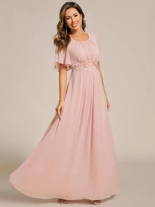 ever ASPYN|Pleated Applique Maxi Bridesmaid Dress sold by Ever Pretty