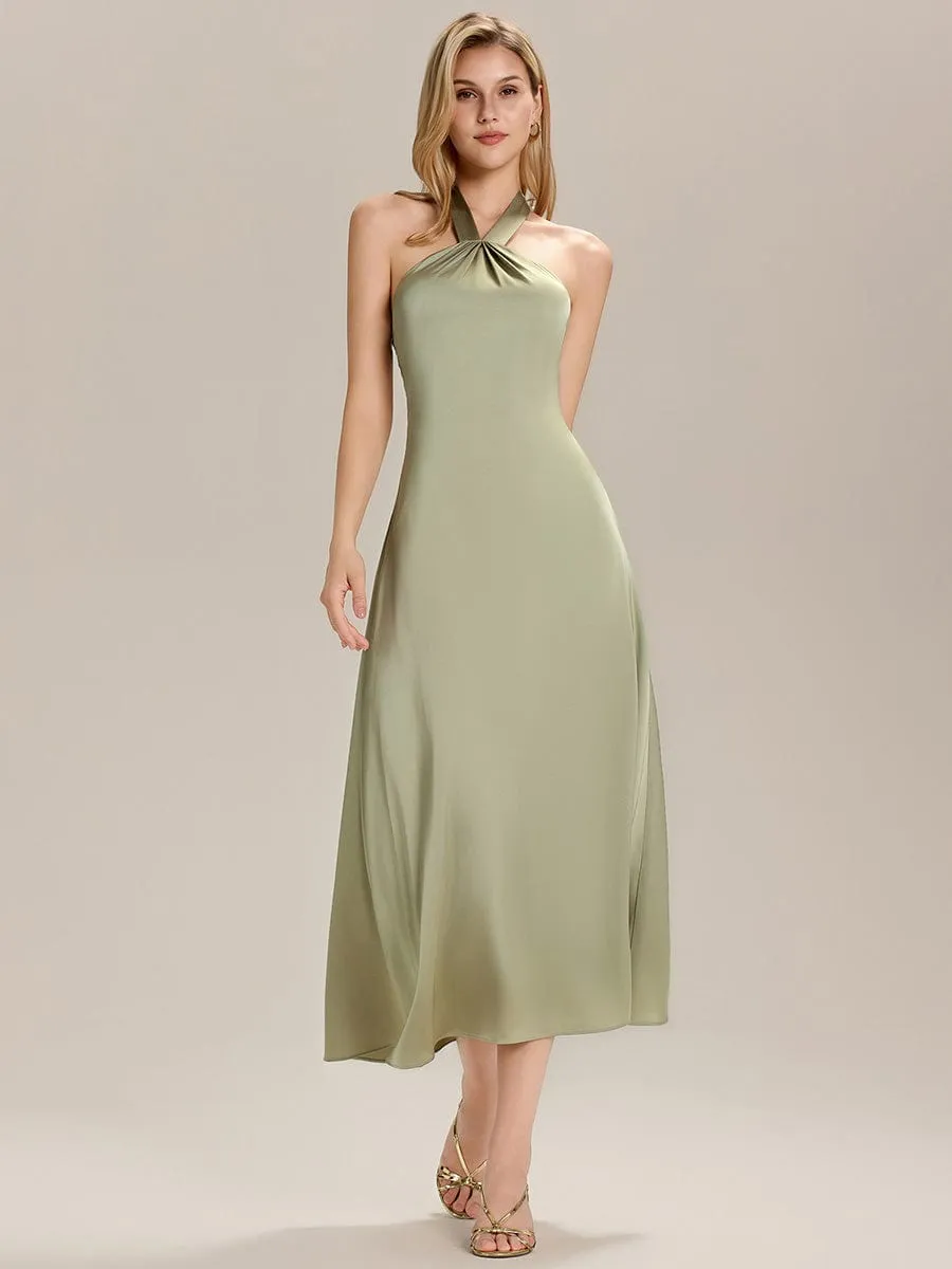 ever LENORA|Backless Satin Sleeveless Wedding Guest Dress sold by Ever Pretty