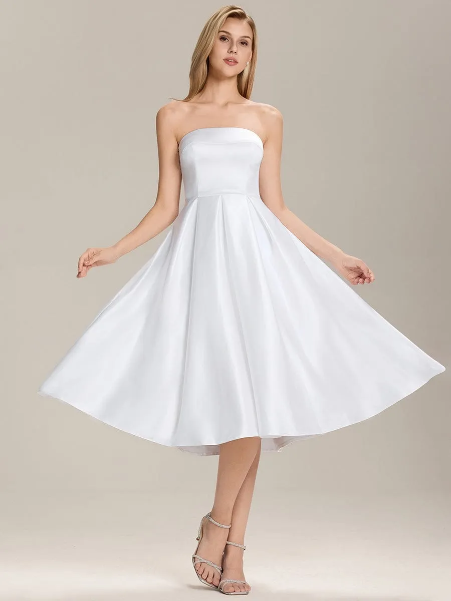 ever AMARA|Satin Strapless A-Line Midi Dress sold by Ever Pretty