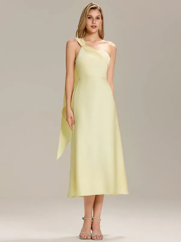 Satin One-Shoulder Midi Wedding Guest Dress sold by Ever Pretty