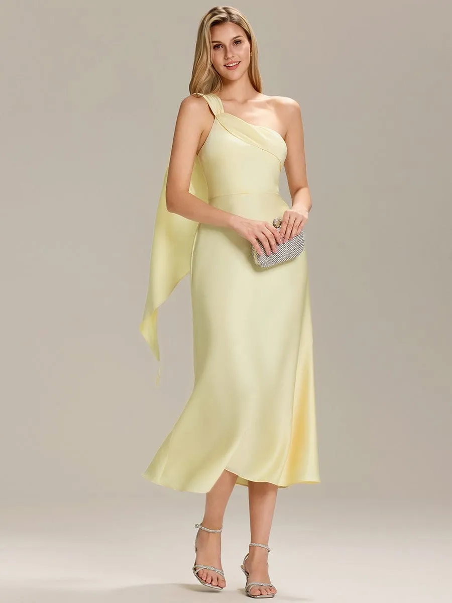ever TAHLIA|Satin One-Shoulder Midi Wedding Guest Dress sold by Ever Pretty product image thumbnail 3