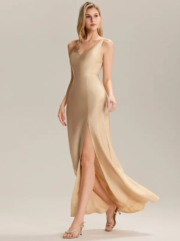 Tie Knot Satin Sleeveless Bridesmaid Dress sold by Ever Pretty