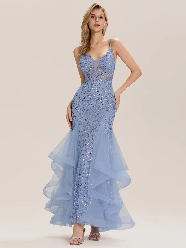 Tie Back Sequin Mermaid Evening Dress sold by Ever Pretty
