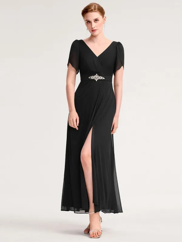 Chiffon A-Line Ruffle Sleeve Evening Dress sold by Ever Pretty
