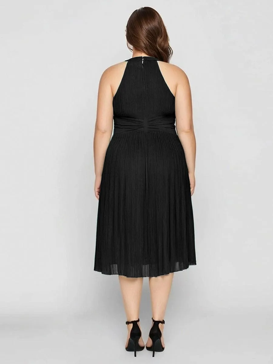 pretty VAYLA|Plus-Size Glittery Halter Neck Dress sold by Ever Pretty product image thumbnail 2