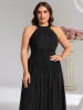 pretty VAYLA|Plus-Size Glittery Halter Neck Dress sold by Ever Pretty