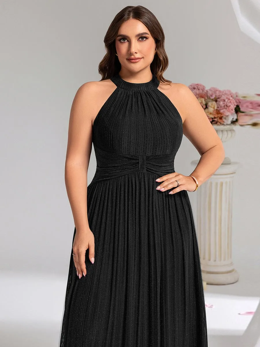 pretty VAYLA|Plus-Size Glittery Halter Neck Dress sold by Ever Pretty product image thumbnail 3