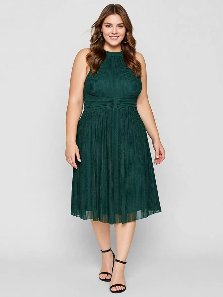 pretty VAYLA|Plus-Size Glittery Halter Neck Dress sold by Ever Pretty product image thumbnail 4