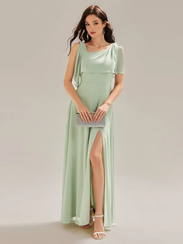 ever SABRINA|Thigh-High Slit Chiffon Sleeveless Maxi Bridesmaid Dress sold by Ever Pretty