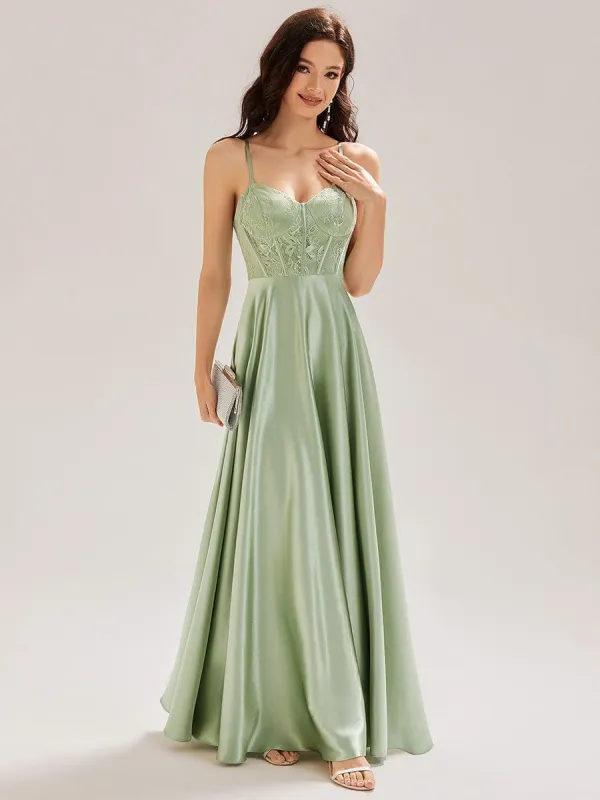 Satin Sleeveless A-Line Maxi Dress sold by Ever Pretty