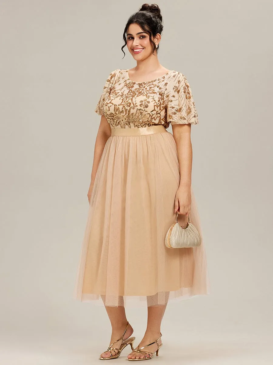 ever COOPER|Round Neck Sequin Ruffle Sleeve Dress sold by Ever Pretty