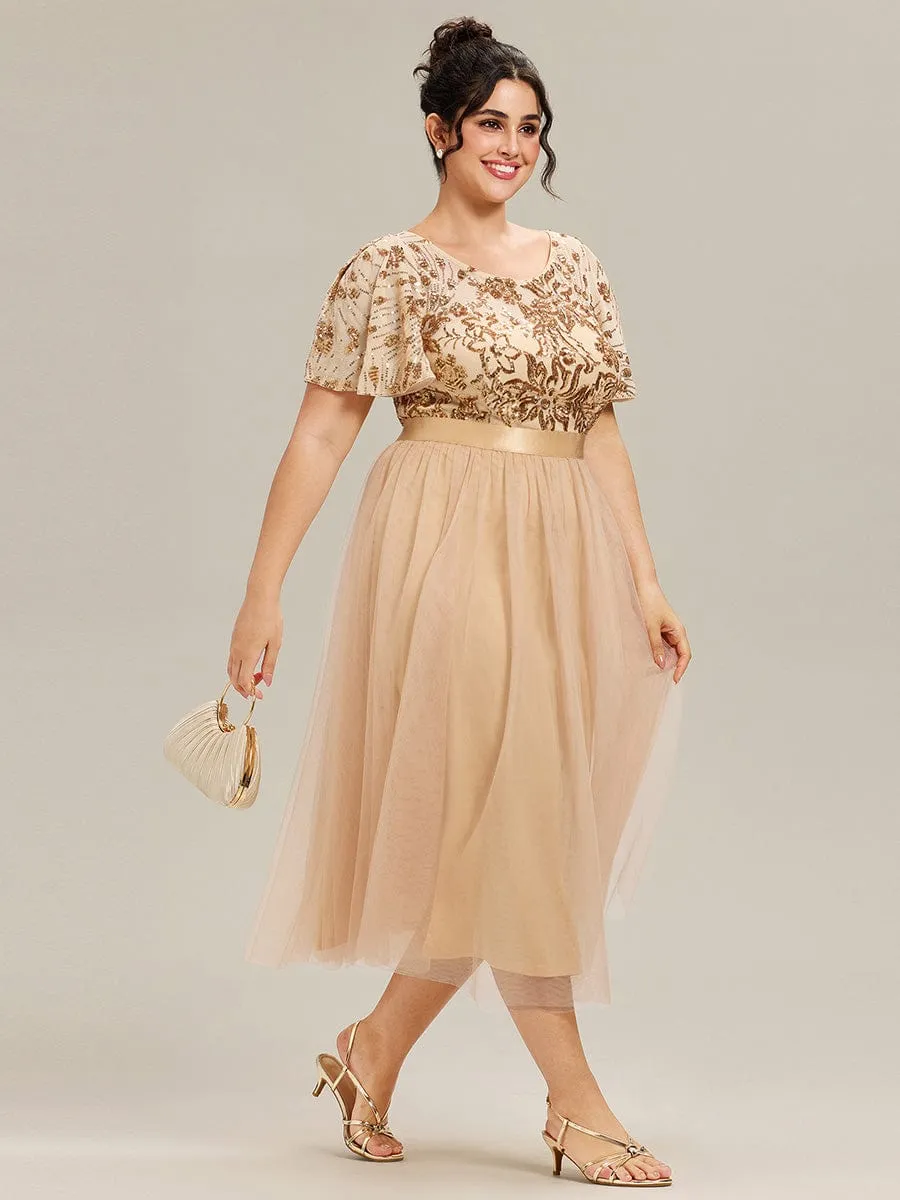 ever COOPER|Round Neck Sequin Ruffle Sleeve Dress sold by Ever Pretty product image thumbnail 5