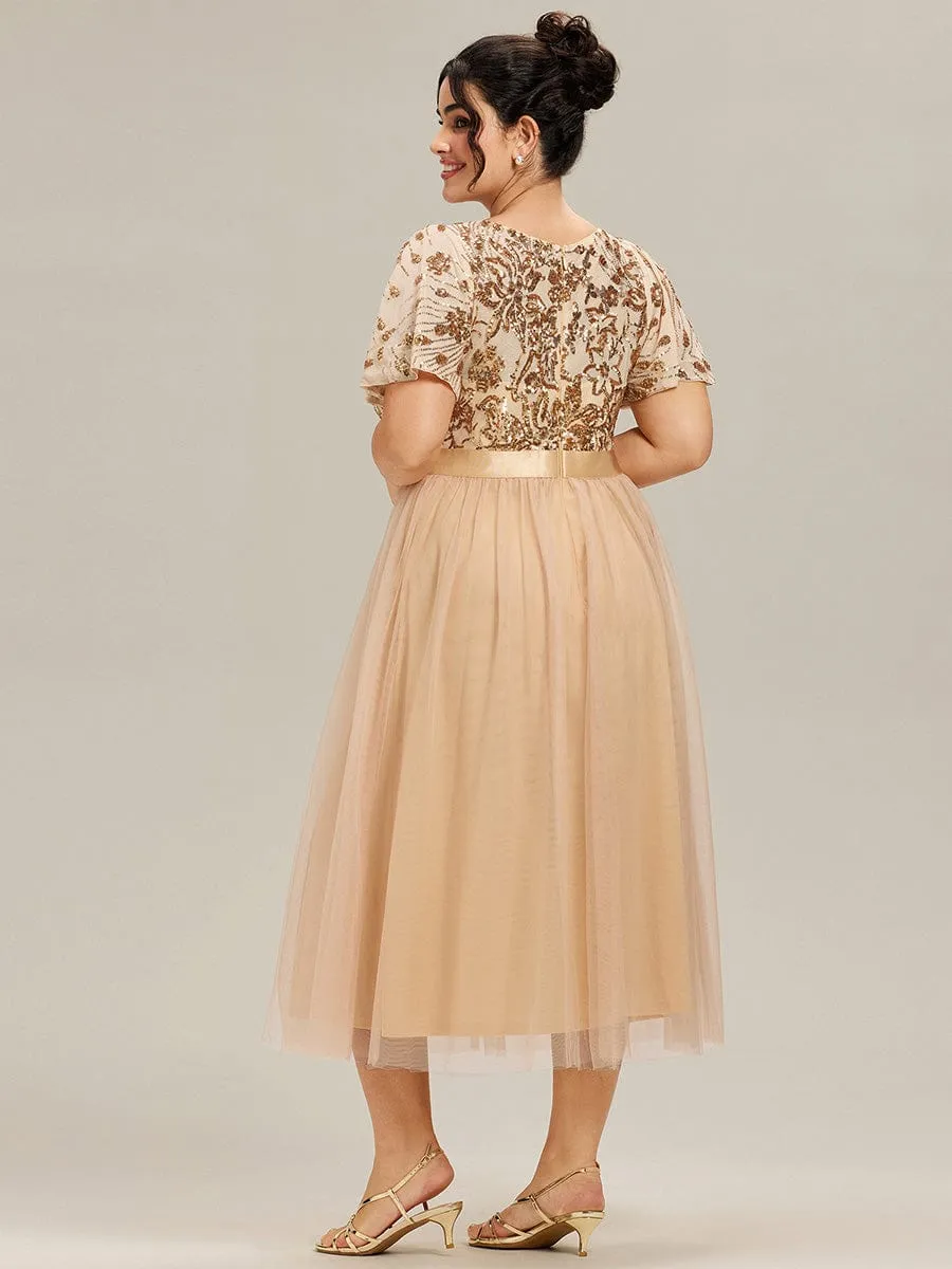 ever COOPER|Round Neck Sequin Ruffle Sleeve Dress sold by Ever Pretty product image thumbnail 2
