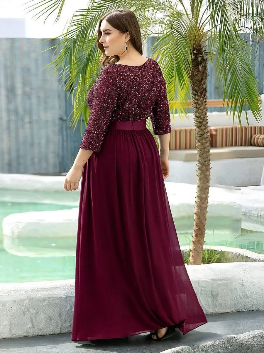 pretty FLORENCE|Plus Size Sequin 3/4 Sleeves Dresses sold by Ever Pretty product image thumbnail 4