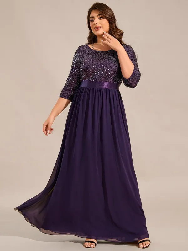 pretty FLORENCE|Plus Size Sequin 3/4 Sleeves Dresses sold by Ever Pretty