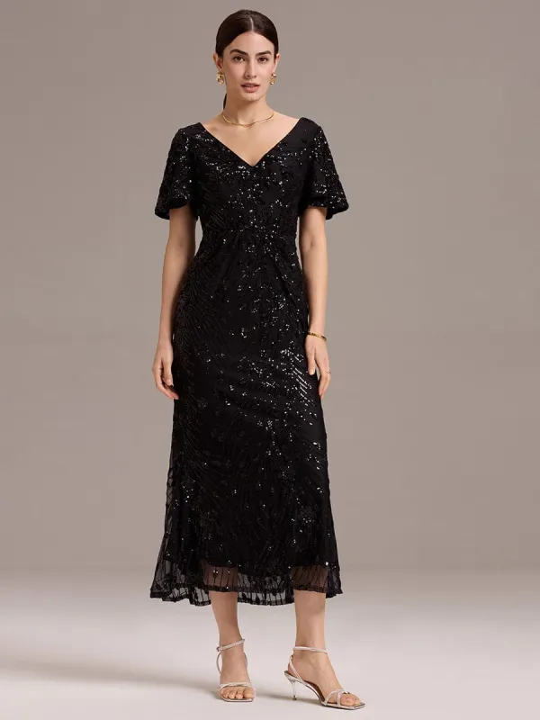 ever PALMER|Embroidery Sequin Mother of the Bride Dress sold by Ever Pretty