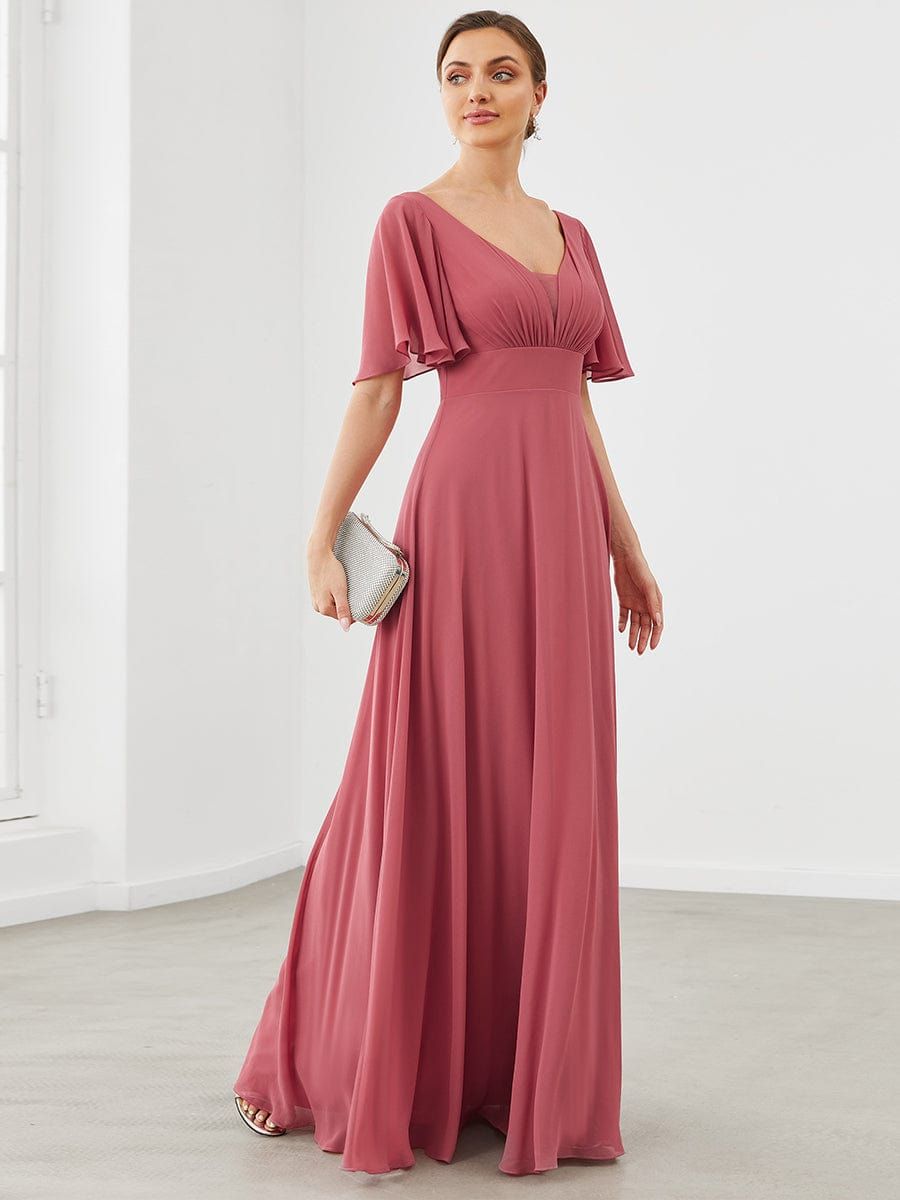 Chiffon Flutter Sleeve V-Neck Mother of the Bride Dress sold by Ever Pretty product image thumbnail 5