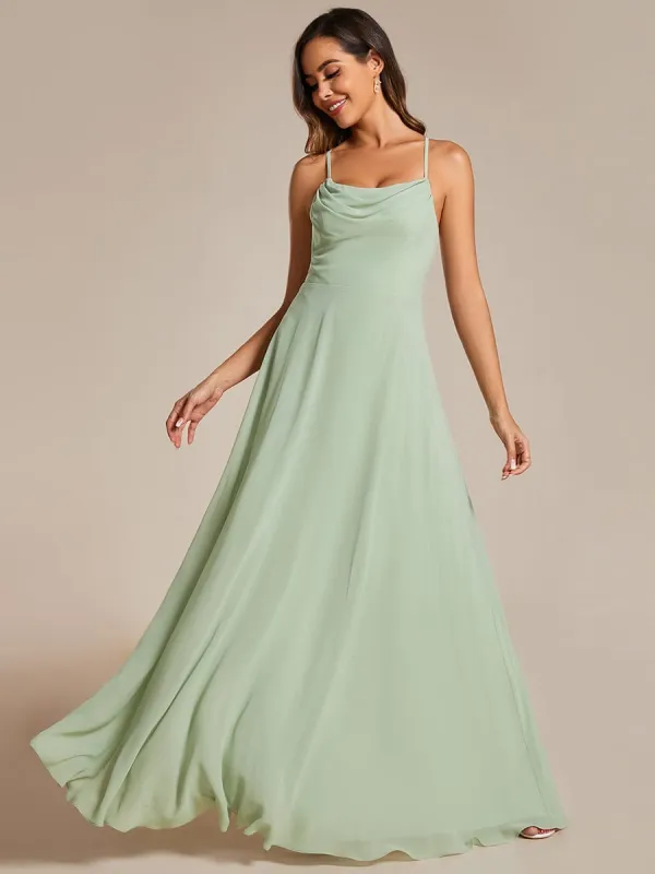 Flowy Back Criss-Cross Swing Collar Sleeveless A-Line Bridesmaid Dress sold by Ever Pretty