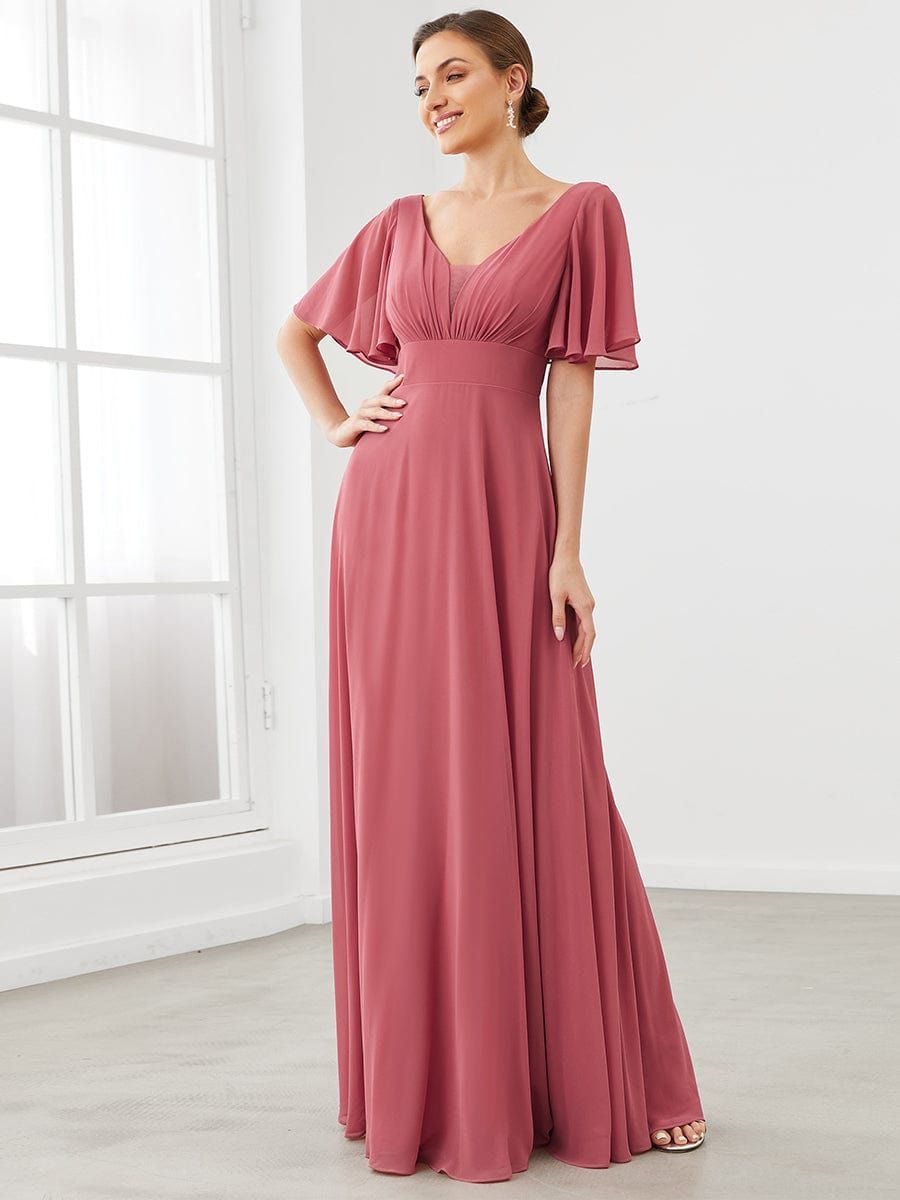 Chiffon Flutter Sleeve V-Neck Mother of the Bride Dress sold by Ever Pretty product image thumbnail 4