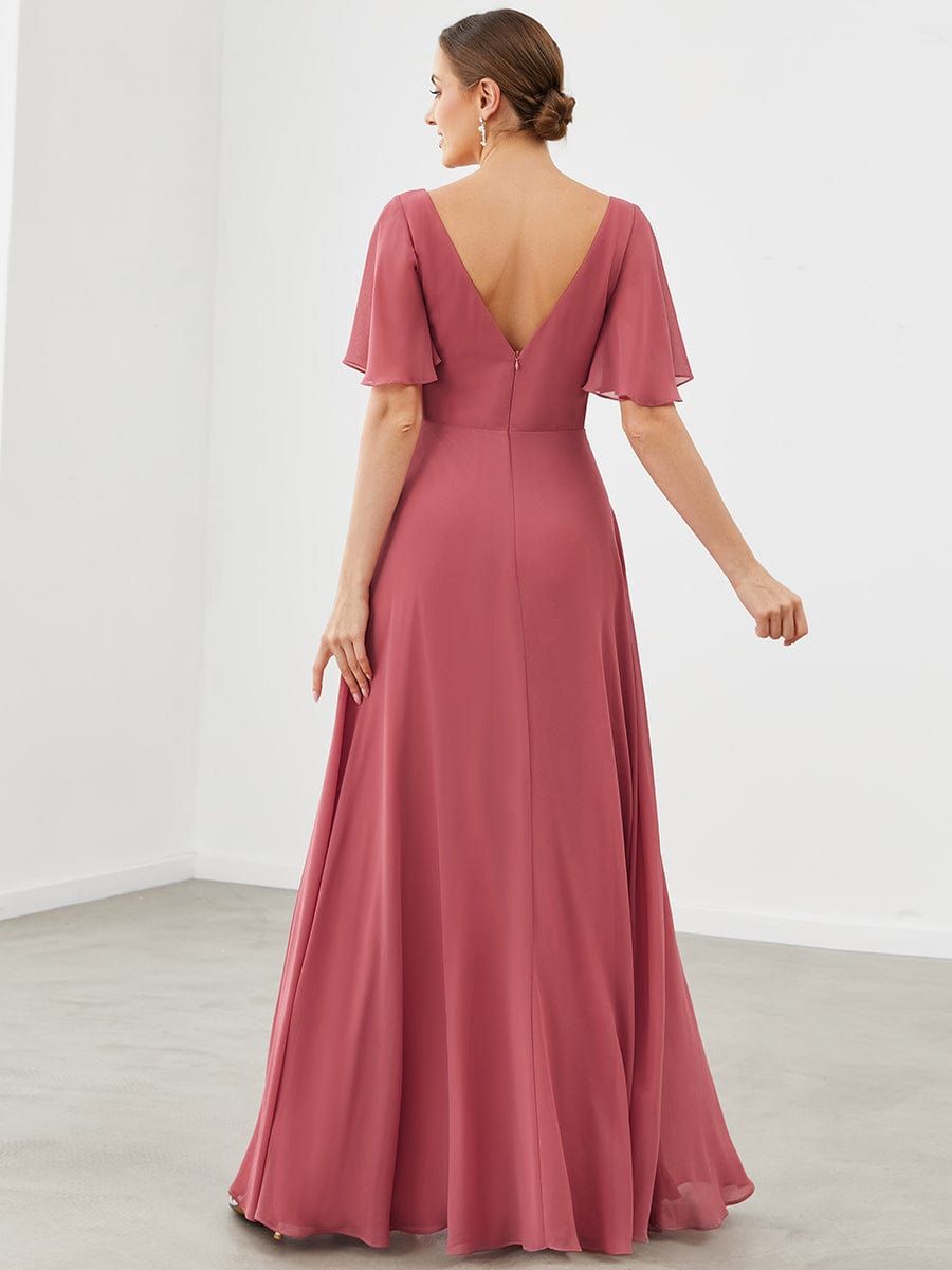 Chiffon Flutter Sleeve V-Neck Mother of the Bride Dress sold by Ever Pretty product image thumbnail 2