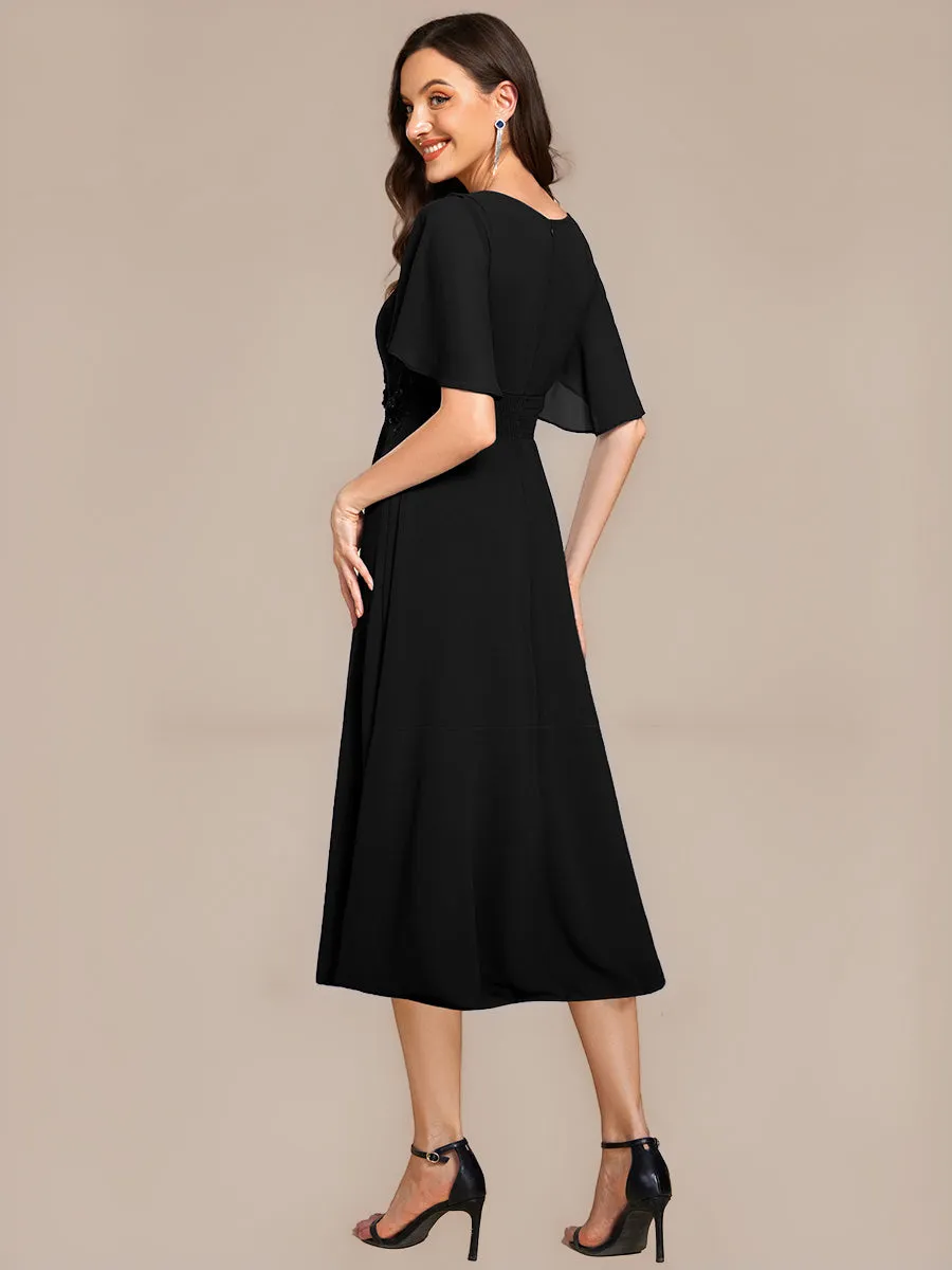 ever PORTIA|Applique Ruffle Sleeve Mide Dress sold by Ever Pretty product image thumbnail 2
