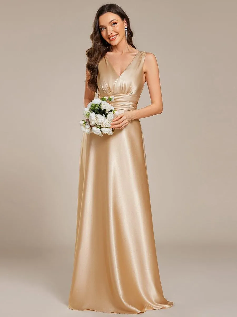 ever INDY|Double V-neck Satin Maxi Formal Dress with Pockets sold by Ever Pretty product image thumbnail 2