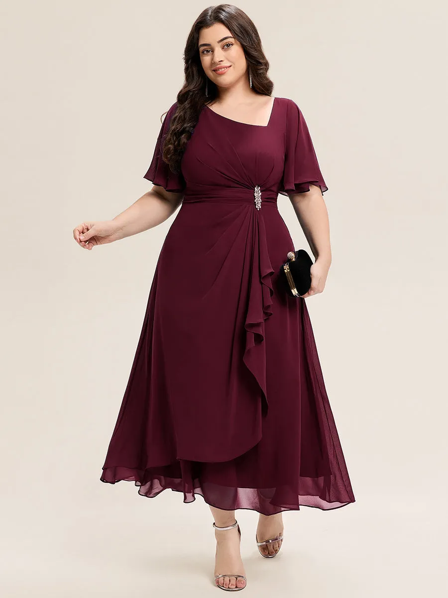 pretty LILOU| Plus Size Pleated Chiffon Ruffle Sleeve Wedding Guest Dress sold by Ever Pretty product image thumbnail 4