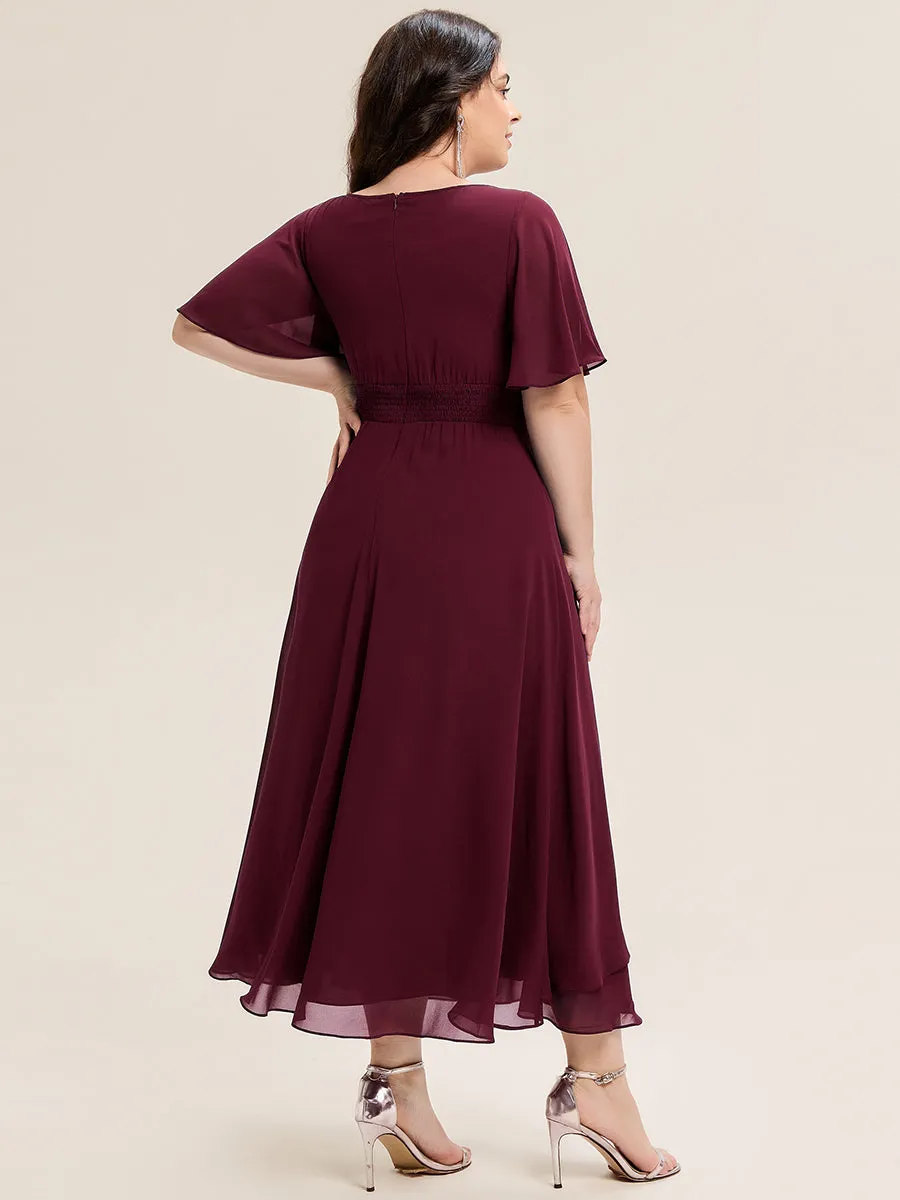 pretty LILOU| Plus Size Pleated Chiffon Ruffle Sleeve Wedding Guest Dress sold by Ever Pretty product image thumbnail 2