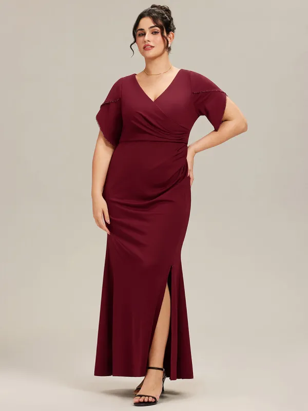 pretty EZRA| Plus Size Thigh-High SlitTulip Sleeve Formal Dress sold by Ever Pretty