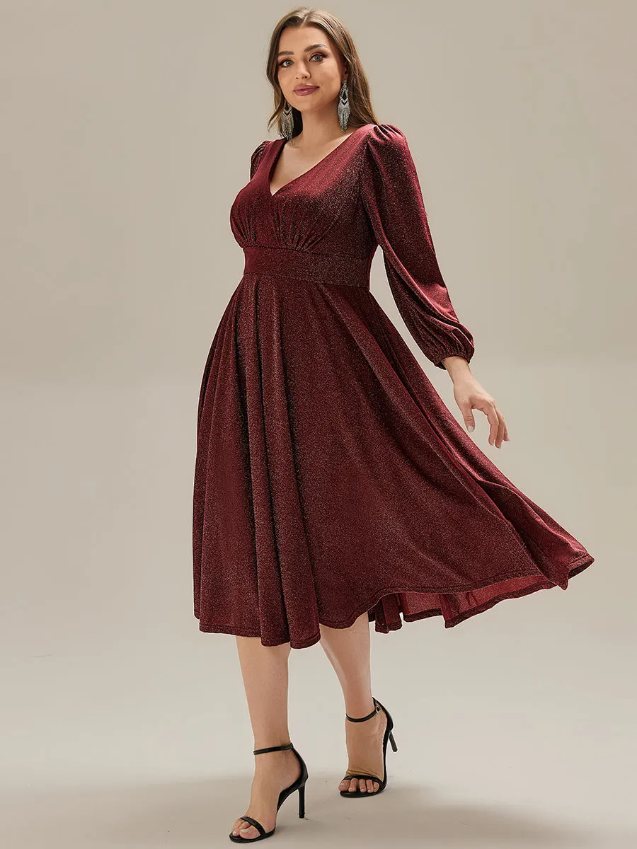 pretty GREER| Plus Size Glitter long Sleeve Midi Dress With Pocket sold by Ever Pretty product image thumbnail 3
