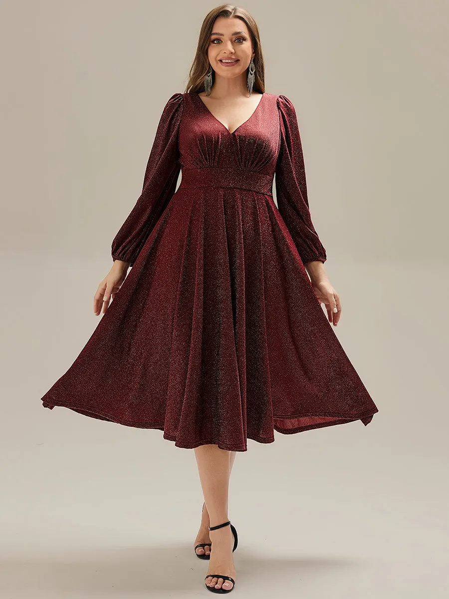 pretty GREER| Plus Size Glitter long Sleeve Midi Dress With Pocket sold by Ever Pretty