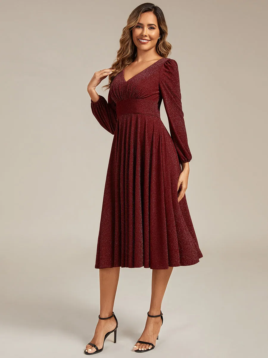 ever GREER| Glitter long Sleeve A-Line Midi Dress With Pocket sold by Ever Pretty product image thumbnail 4