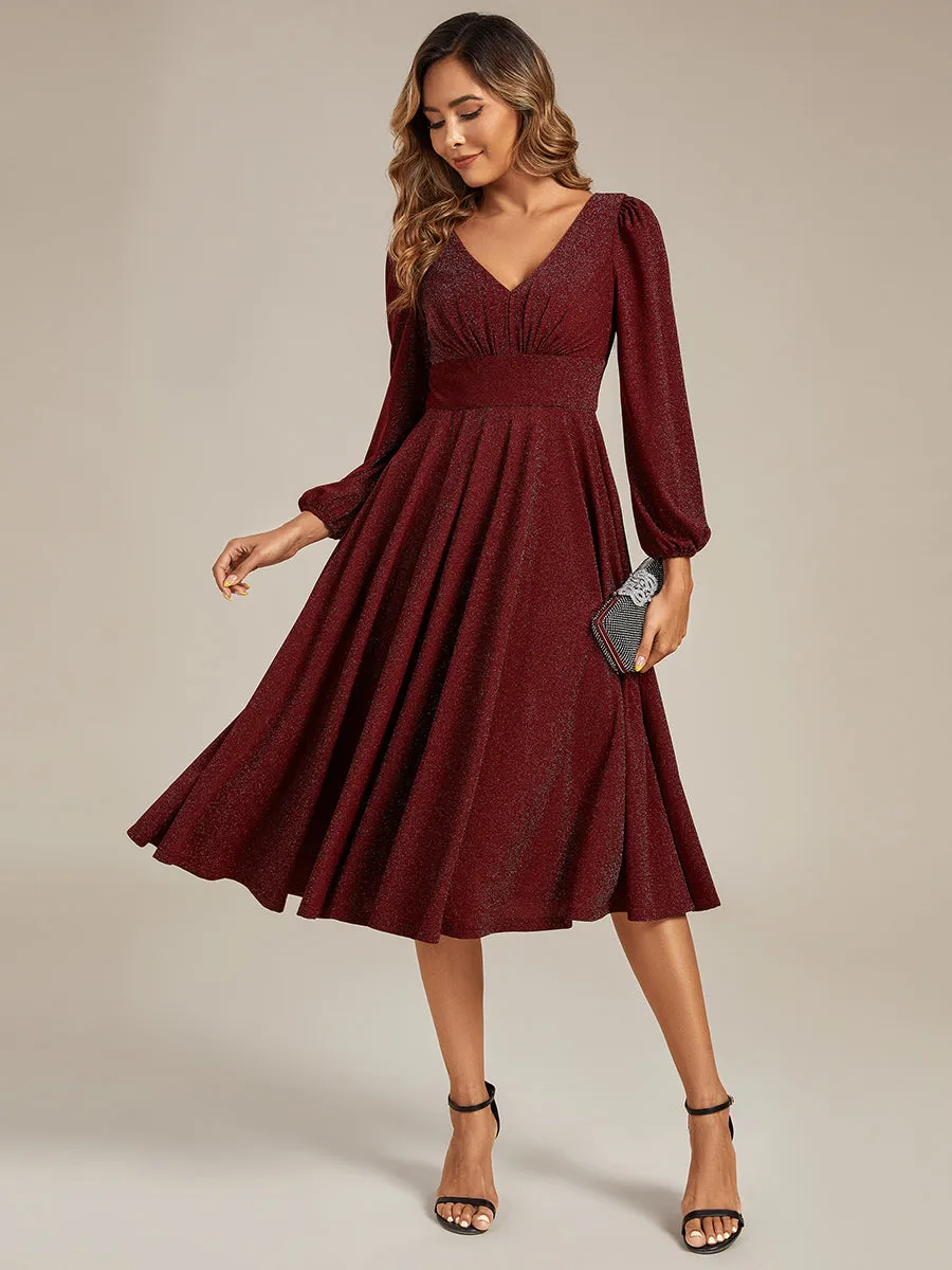 ever GREER| Glitter long Sleeve A-Line Midi Dress With Pocket sold by Ever Pretty product image thumbnail 5
