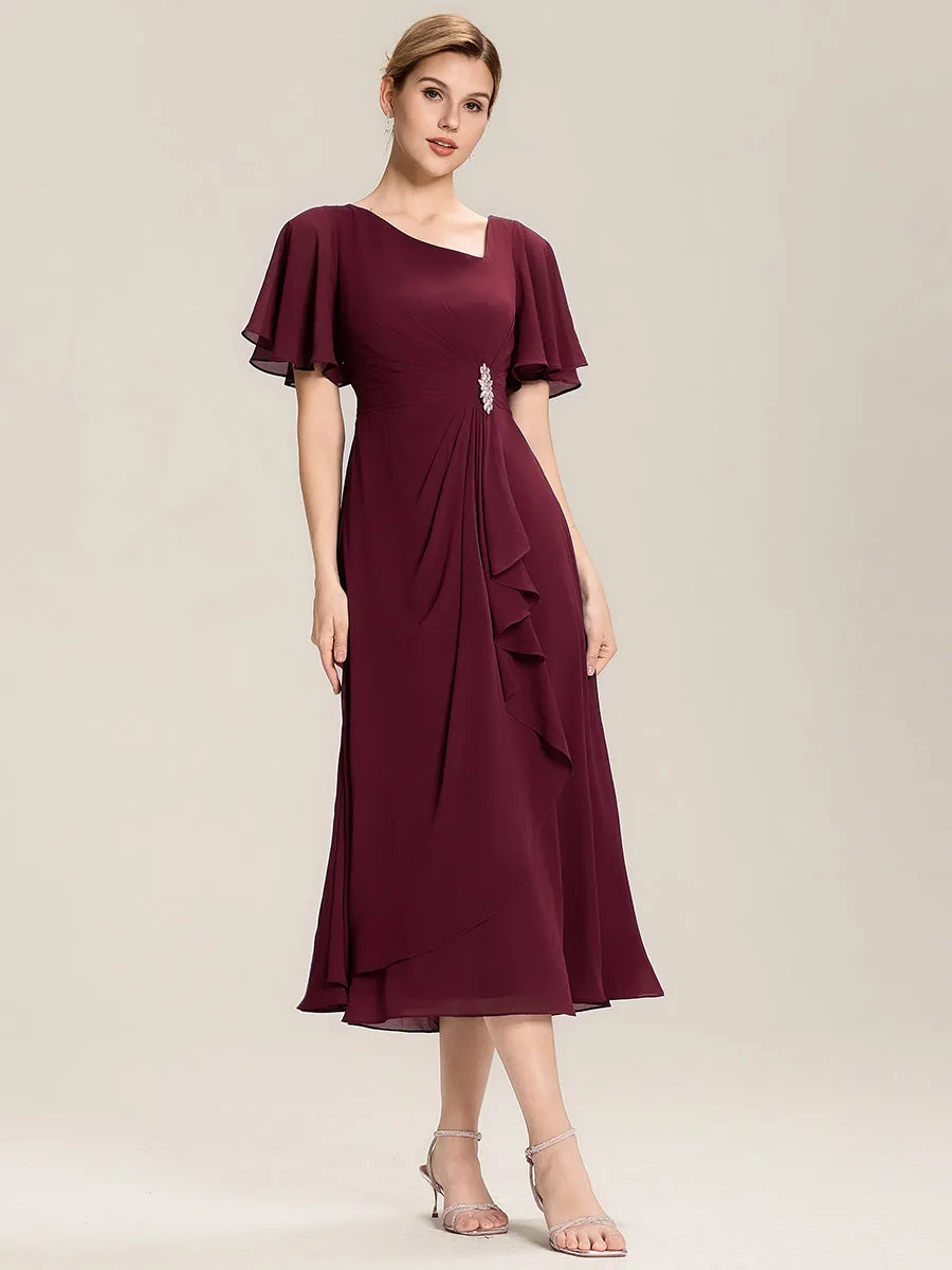 ever LILOU| Pleated Chiffon Ruffle Sleeve Midi Dress sold by Ever Pretty product image thumbnail 5