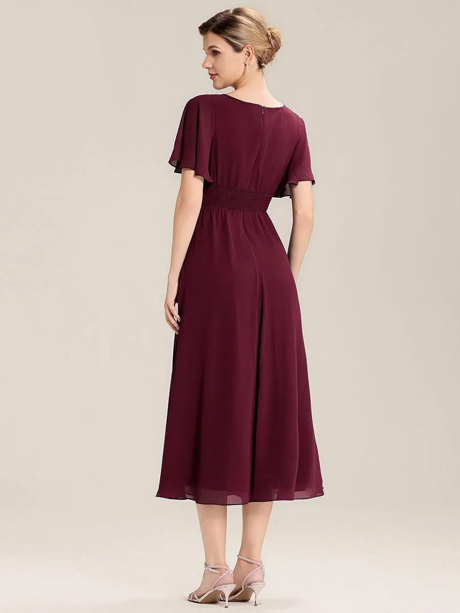 ever LILOU| Pleated Chiffon Ruffle Sleeve Midi Dress sold by Ever Pretty product image thumbnail 2