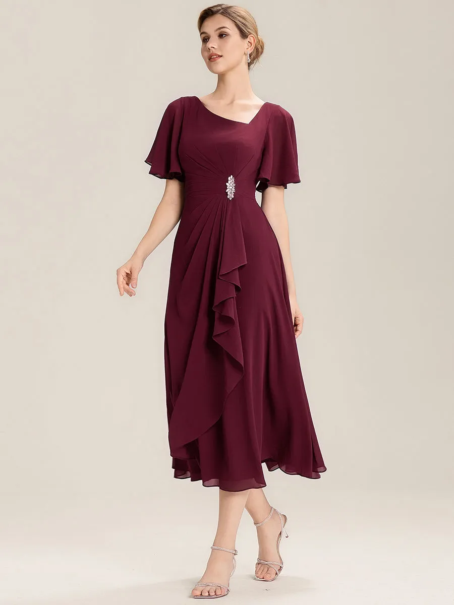 ever LILOU| Pleated Chiffon Ruffle Sleeve Midi Dress sold by Ever Pretty product image thumbnail 4