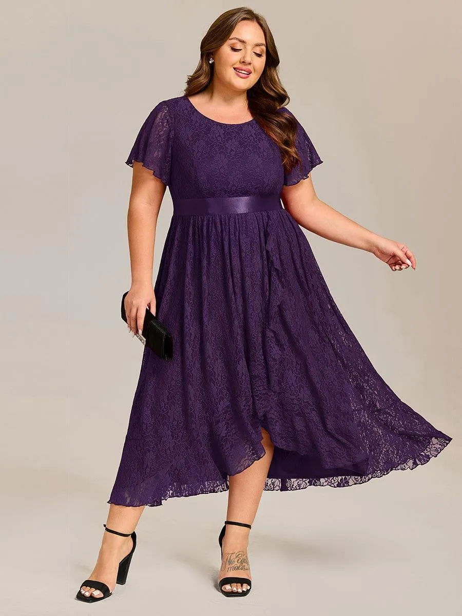 pretty SEVYN|Plus Size Ruffled Sleeve Empire Waist Lace Wedding Guest Dress sold by Ever Pretty