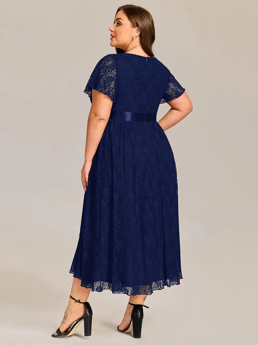 pretty SEVYN|Plus Size Ruffled Sleeve Empire Waist Lace Wedding Guest Dress sold by Ever Pretty product image thumbnail 5